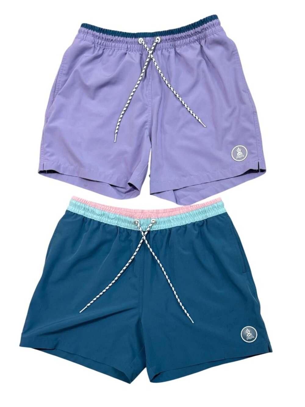 2 Chubbies Mens Shorts Size Large 5.5" Inseam Swim Trunks Purple & Blue
